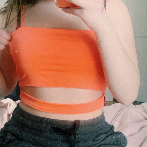 BRIGHT CORAL SHEIN TANK TOP - Picture 3 of 5